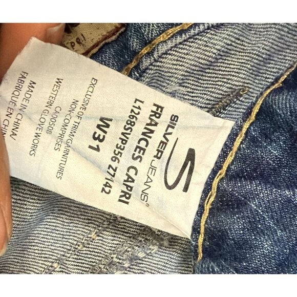 Silver Jeans Frances Capri Womens 31 Faded Medium Wash Thick Stitch Cropped Jean - Picture 3 of 3